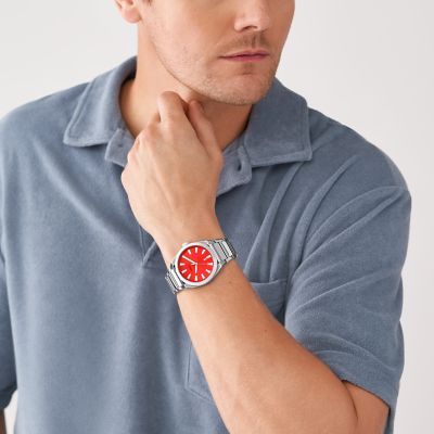 Fossil red face hot sale mens watch