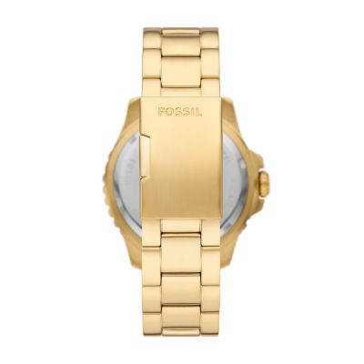 Fossil Stainless Fossil Gold-Tone FS5990 Blue GMT - Watch Steel -