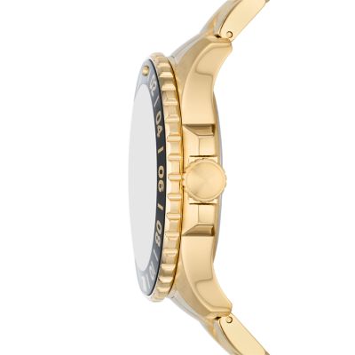 Fossil Blue GMT Gold-Tone Stainless Steel Watch