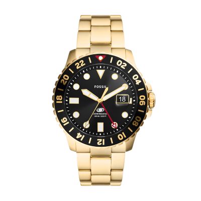 Fossil Blue GMT Gold-Tone Stainless Steel Watch - FS5990 - Fossil