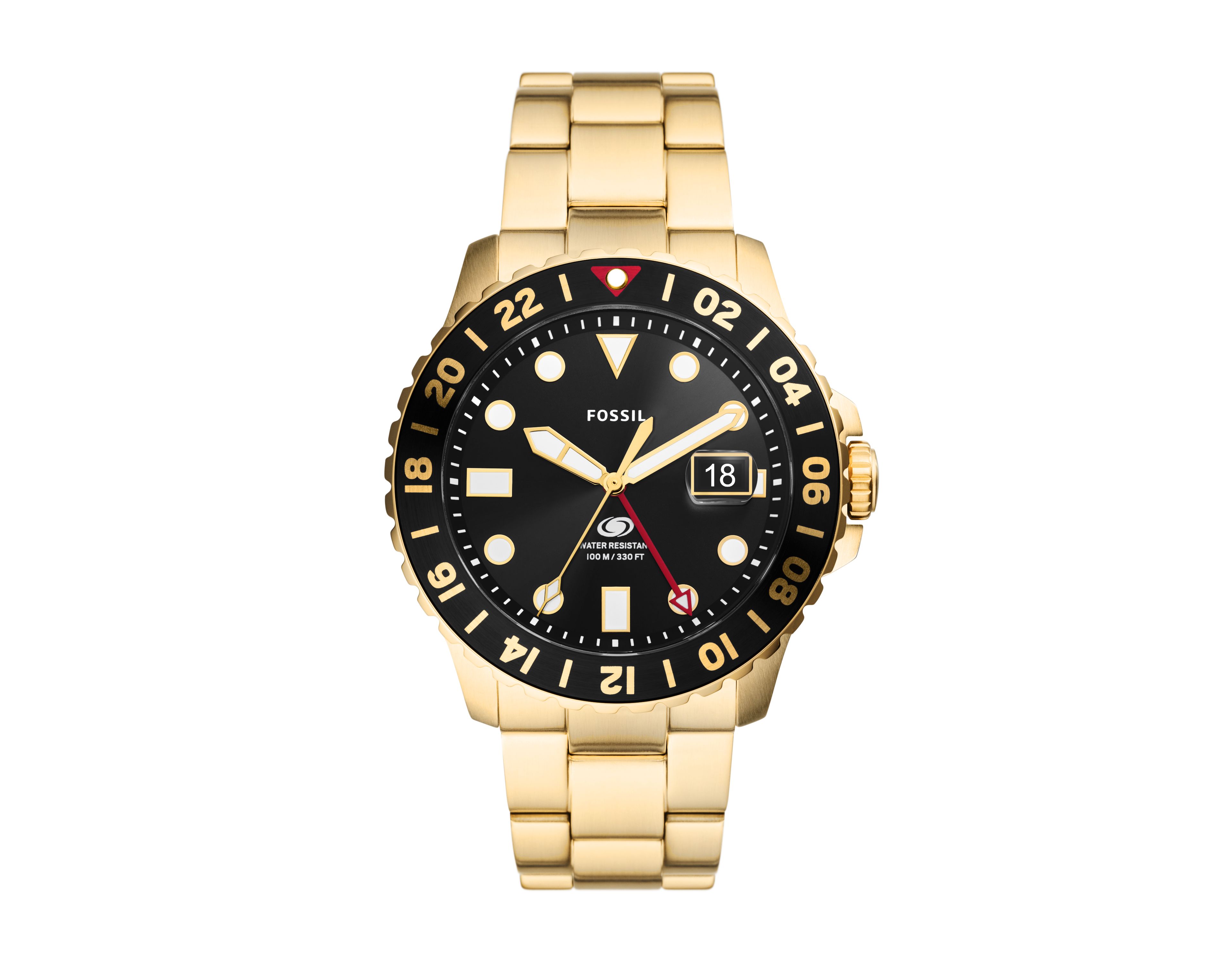 Fossil Blue GMT 46mm Gold-Tone Stainless Steel Watch
