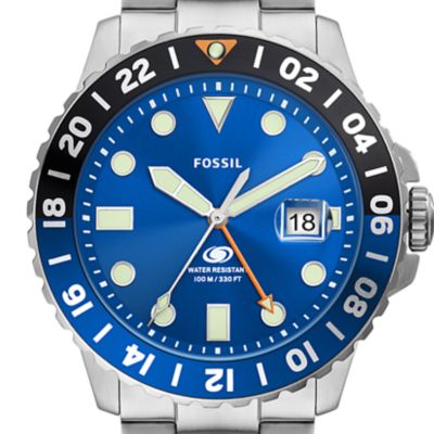 Fossil Blue GMT Stainless Steel Watch