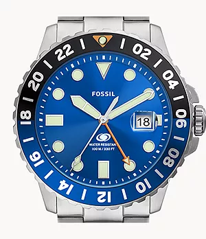 Montre Fossil Blue GMT en acier inoxydable