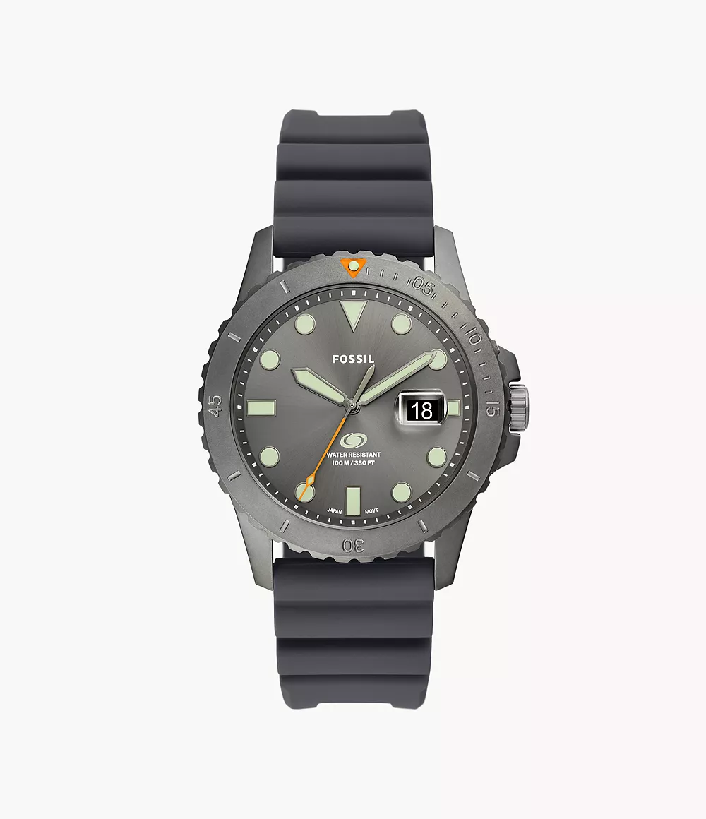 Fossil Men’s Fossil Blue Dive Three-Hand Date Grey Silicone Watch