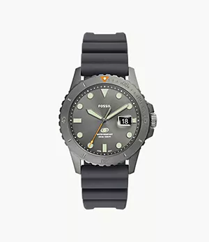 Fossil Blue Three-Hand Date Gray Silicone Watch