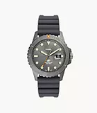 Fossil Blue Dive Three-Hand Date Grey Silicone Watch