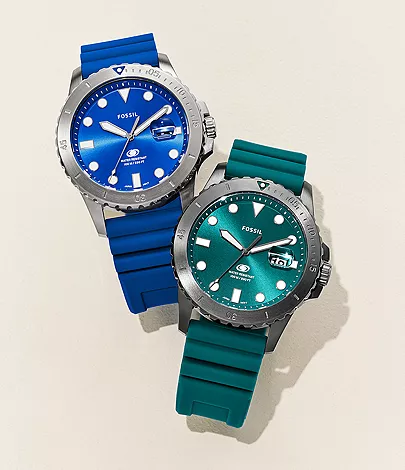 Fossil Blue Dive Three-Hand Date Oasis Silicone Watch - FS5995 - Fossil