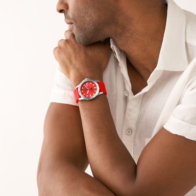 Fossil watch with rubber on sale strap