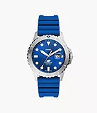 Fossil Blue Three-Hand Date Blue Silicone Watch