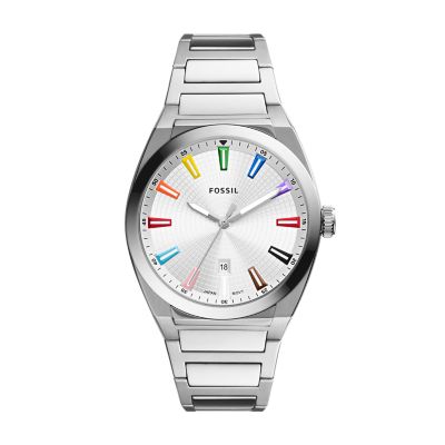 Consentimiento películas Inadecuado Reloj Pride de acero inoxidable con tres agujas y fecha