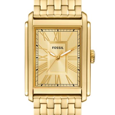 Reloj Carraway de acero inoxidable en tono dorado con tres agujas