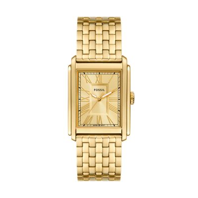 Reloj Carraway de acero inoxidable en tono dorado con tres agujas