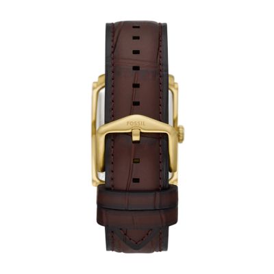 Carraway Three Hand Brown Croco Leather Watch FS6011 Fossil