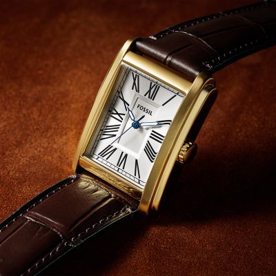 Orologio Carraway a tre sfere con cinturino in pelle marrone a