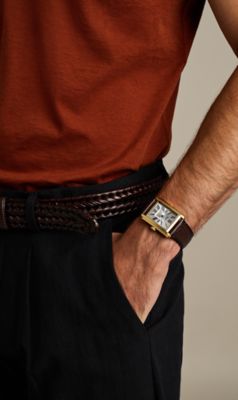 Carraway 30mm Three-Hand Croco Leather Watch