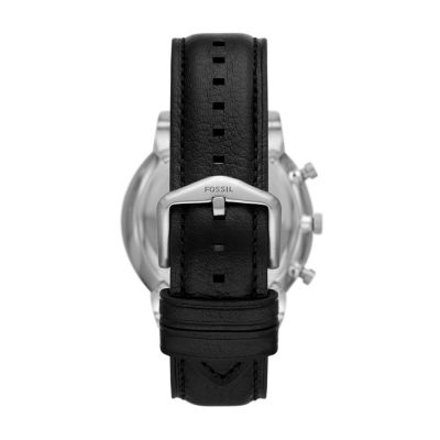- - LiteHide™ Fossil Chronograph Leather Watch Neutra FS6016 Black