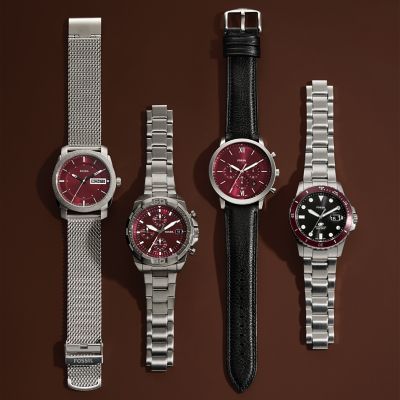 Chronograph LiteHide™ Watch FS6016 Leather Fossil - Black - Neutra