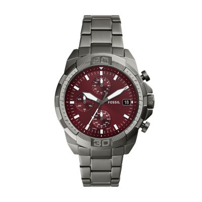 Bronson Stainless Chronograph Watch Fossil - - Steel FS6017 Smoke