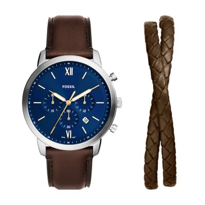 Coffret cadeau bracelet en acier, bleu marine - JGFTSET1044 - Fossil