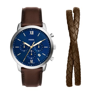 Fossil Homme Montre connectée Digitale Quartz avec Bracelet Cuir Marron  FTW4016 