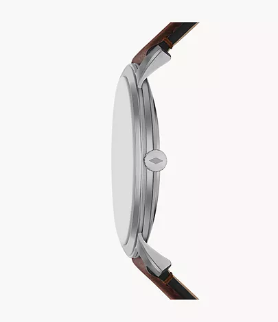 Minimalist Three-Hand Brown Leather Watch and Bracelet Box Set - FS6019SET  - Fossil