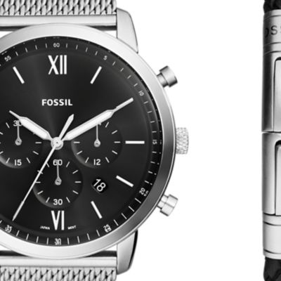 Neutra Chronograph Stainless Steel Mesh Watch and Bracelet Box Set