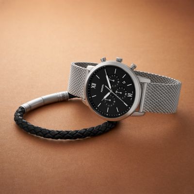 Emporio Armani Chronograph Stainless Steel Mesh Watch and Bracelet
