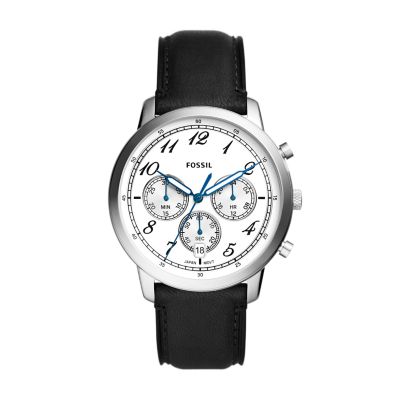 Fossil neutra chronograph black leather watch best sale