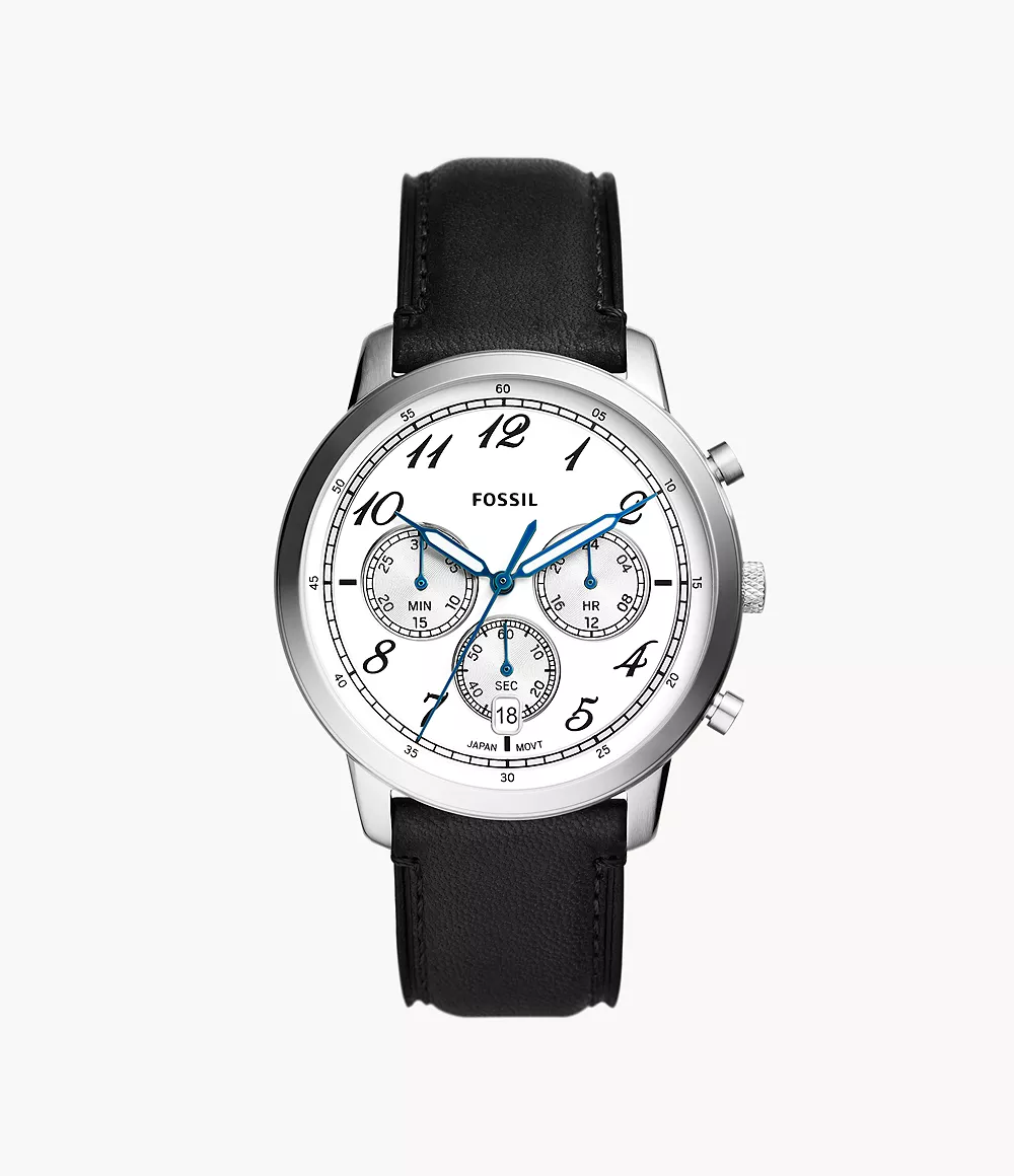 Neutra Chronograph Black Leather Watch
