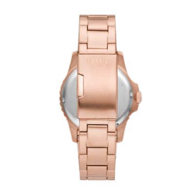 Fossil Blue GMT Rose Gold-Tone Stainless Steel Watch - FS6027 - Fossil