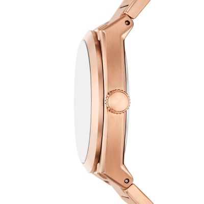 Everett Three-Hand Date Rose Gold-Tone Stainless Steel Watch