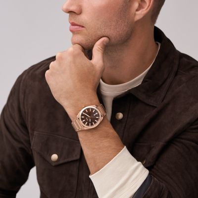 Fossil rose gold watch men's new arrivals