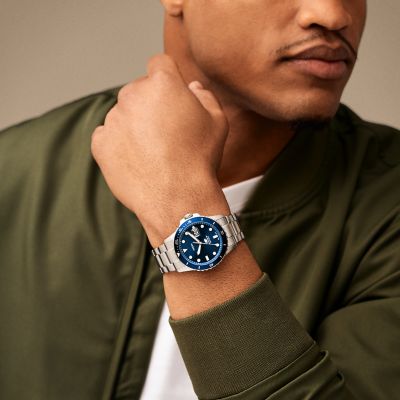 Fossil blue metal outlet watch