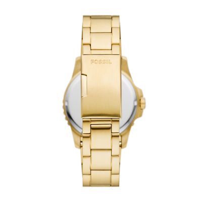 Reloj Fossil Blue Dive de acero inoxidable en tono dorado con tres agujas y  fecha