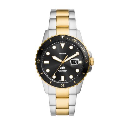 Fossil Blue Dive Three Hand Date Two Tone Stainless Steel Watch