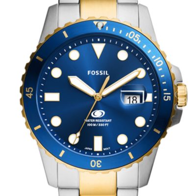 Fossil Blue Dive Three-Hand Date Two-Tone Stainless Steel Watch