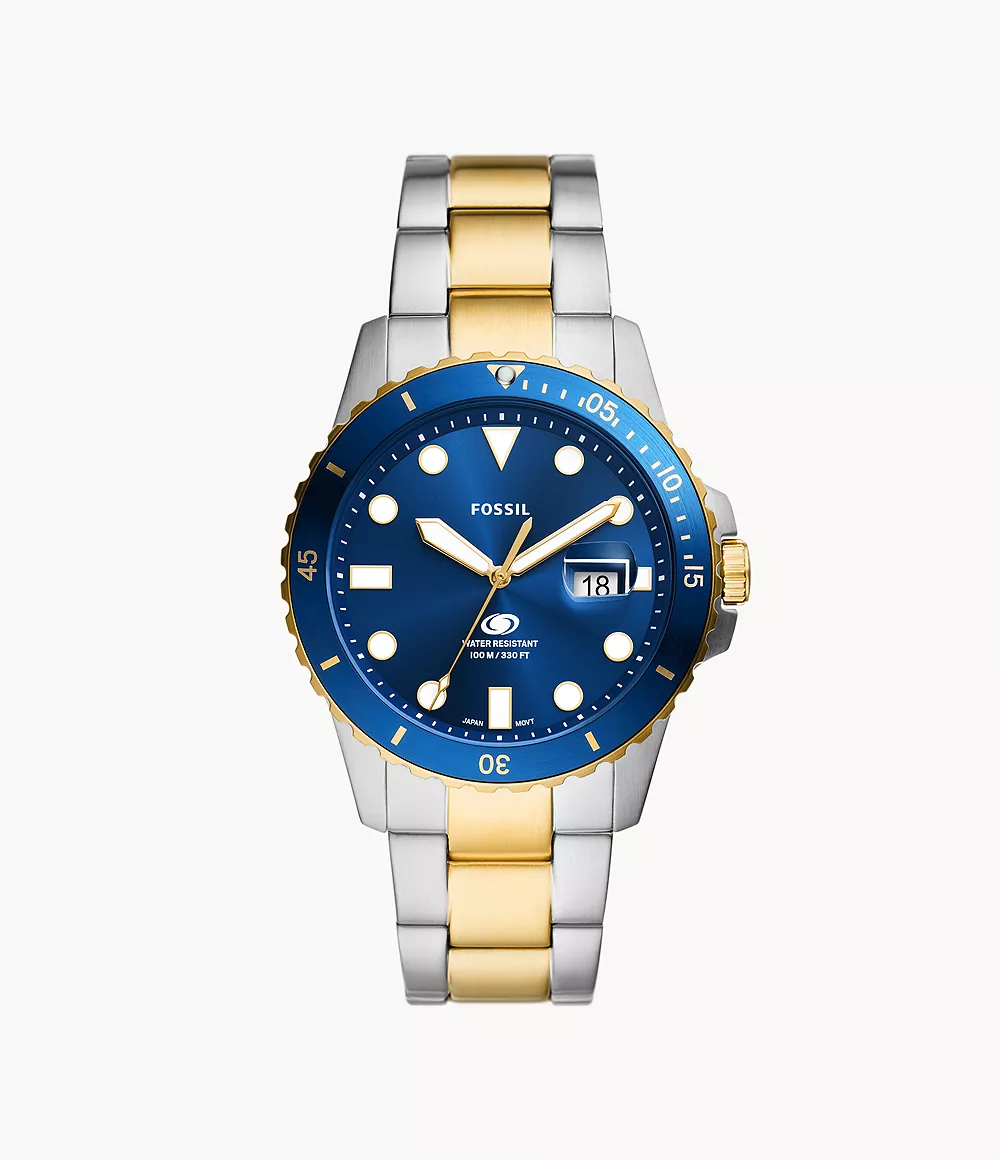 Fossil Blue Dive Three-Hand Date Two-Tone Stainless Steel Watch
