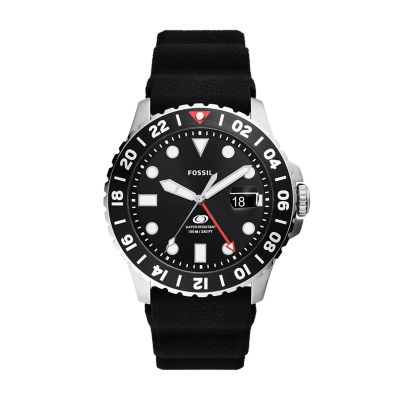 Fossil Blue GMT Black Silicone Watch FS6036 Fossil