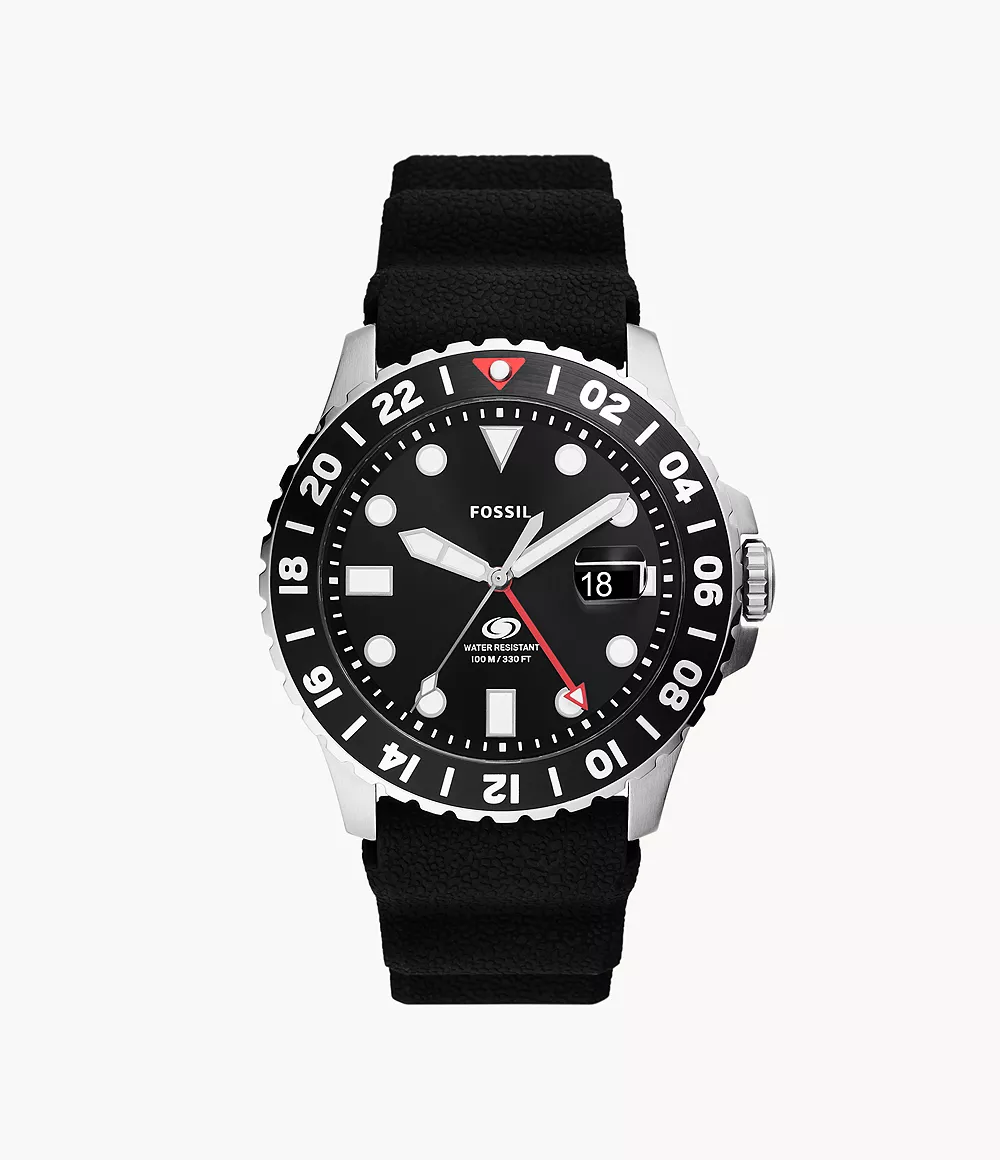 Image of Blue GMT Black Silicone Watch