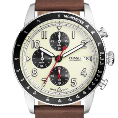 Montre chronographe Sport Tourer en cuir brun