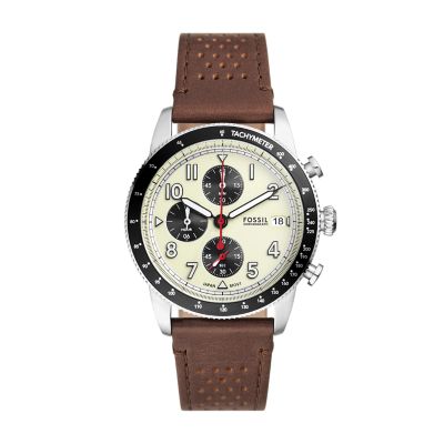 Reloj Sport Tourer de piel en color marrón con cronógrafo