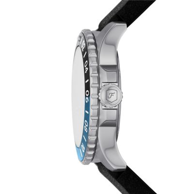 Montre mouvement GMT en silicone noir Fossil Blue FS6049 Fossil