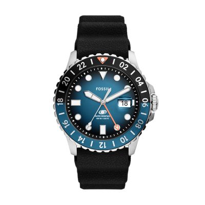 Reloj Fossil Blue GMT de silicona negra