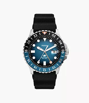 Uhr Fossil Blue GMT Silikon schwarz