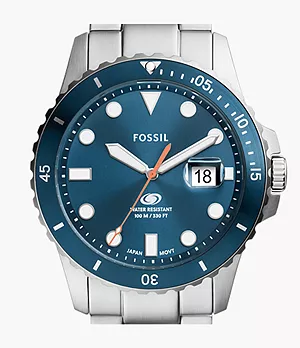 Uhr Fossil Blue Dive 3-Zeiger-Werk Datum Edelstahl