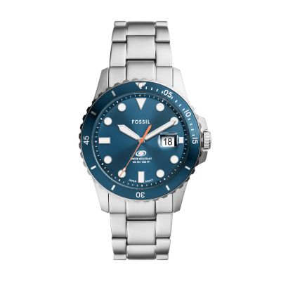 Uhr Fossil Blue Dive 3-Zeiger-Werk Datum Edelstahl