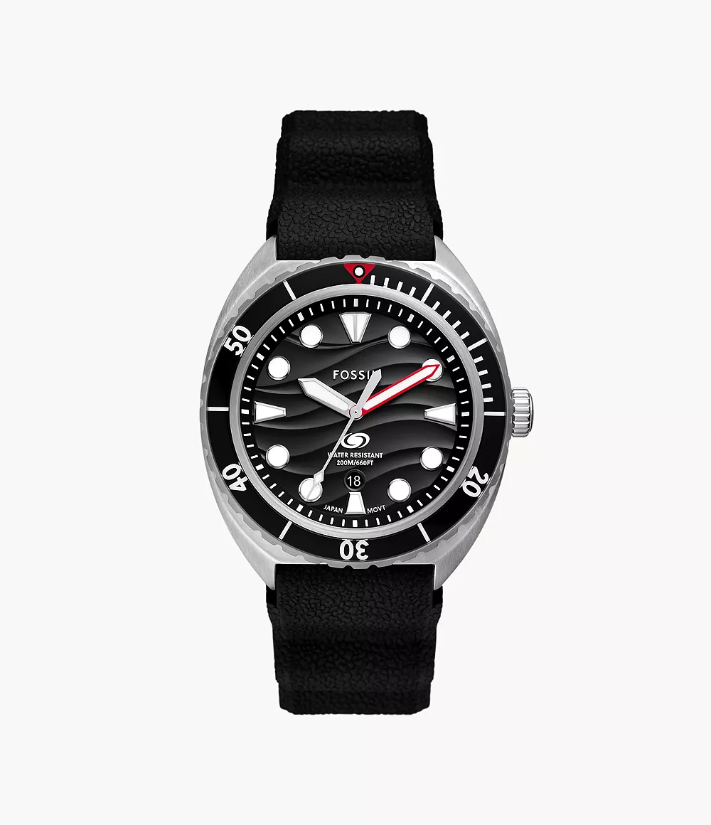 Breaker Three-Hand Date Black Silicone Watch
