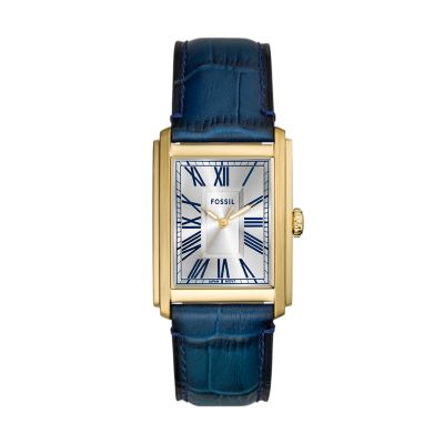 Carraway Three-Hand Navy Croco Leather Watch