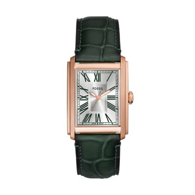 Orologio Carraway a tre sfere con cinturino in pelle LiteHide™ effetto coccodrillo verde