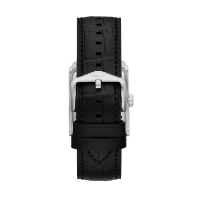 Carraway Three-Hand Black Croco Leather Watch